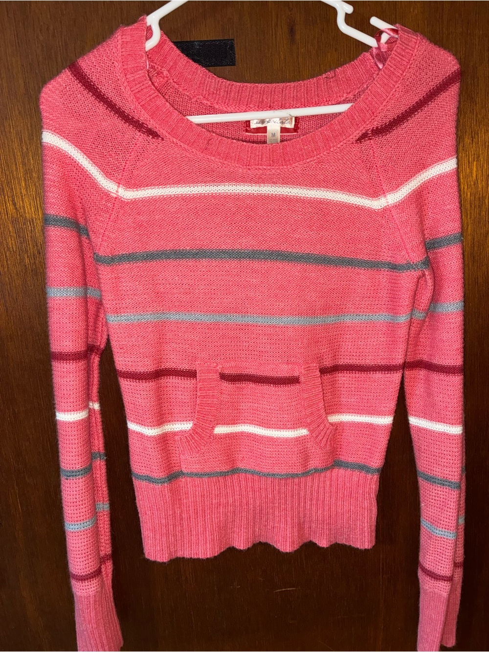 Y2K Aeropostale Striped Knit Women's Sweater with Front Pocket